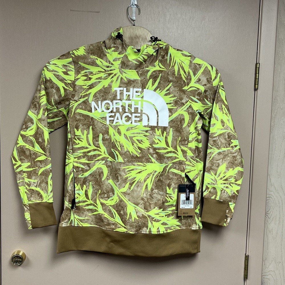 The‎ North Face M Women's Tekno Pullover Hoodie Green Tan Paintbrush Style NWT